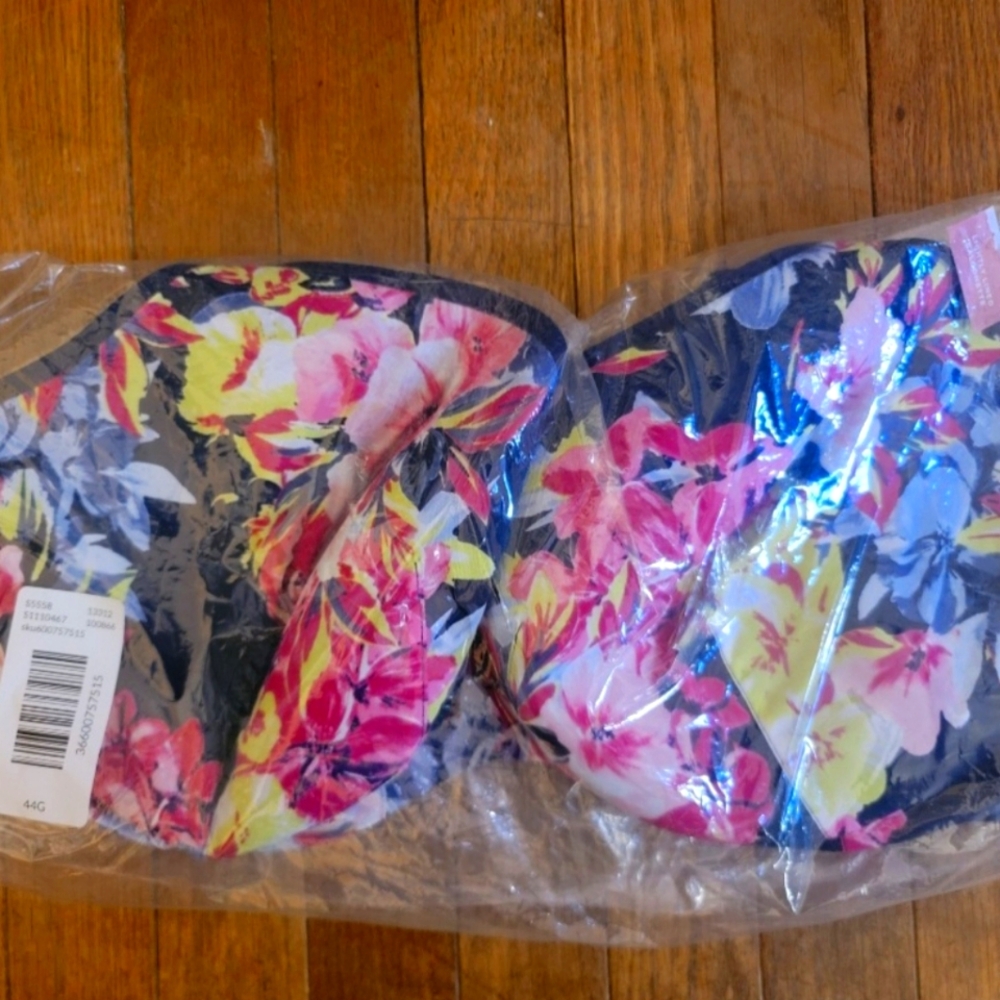 Cacique - Lightly Lined Balconette Bra, floral multi color - NEW! 44G